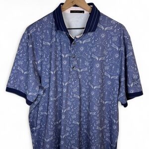 Greyson Montauk Curiosities Polo AOP Size XL Blue Animals Golf Performance